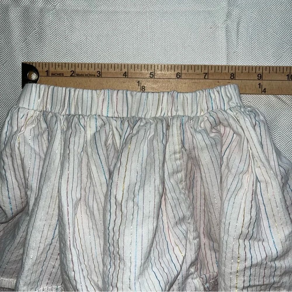 Elastic Waist Skirts with Tulle Set of 2 Orange Skirt & White Metallic Stripe 2T